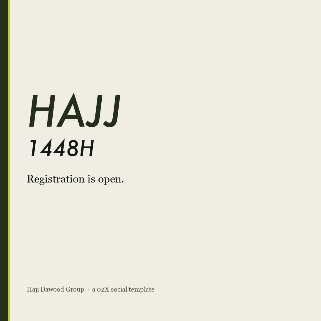 Hajj 1448H registration social template.
